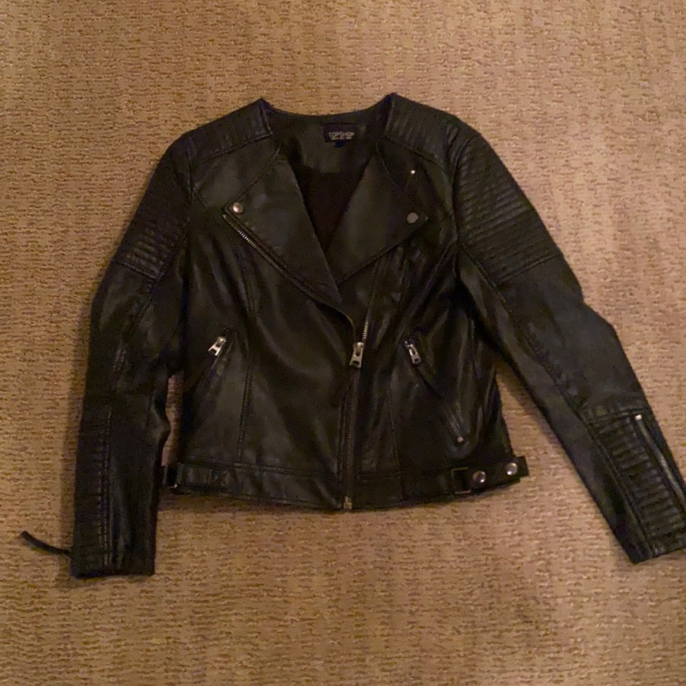 Top shop black Faux leather jacket